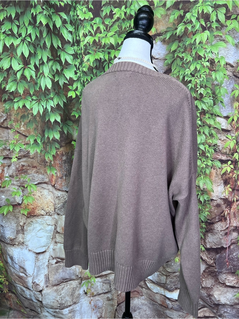 QUINCE Cocoa Brown Relaxed Fit Organic Cotton Quiet Luxury Crewneck Sweater, XL - Picture 8 of 13